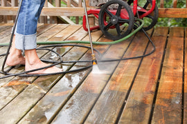 cleaning out outdoor wood floor