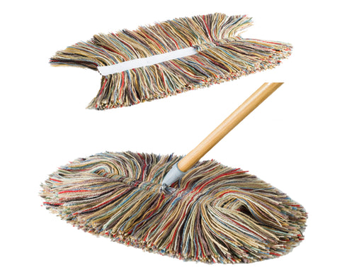 Big Wooly Dust Mop with Wooden Handle and Replacement Head