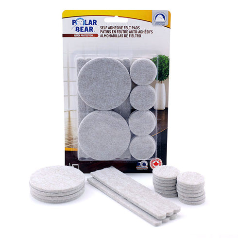 Polar Bear Floor Protection Self Adhesive Felt Pads.