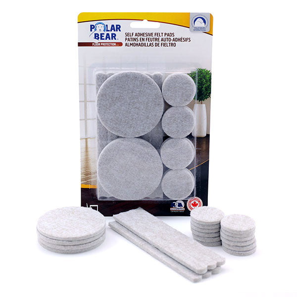 Polar Bear Floor Protection Self Adhesive Felt Pads.